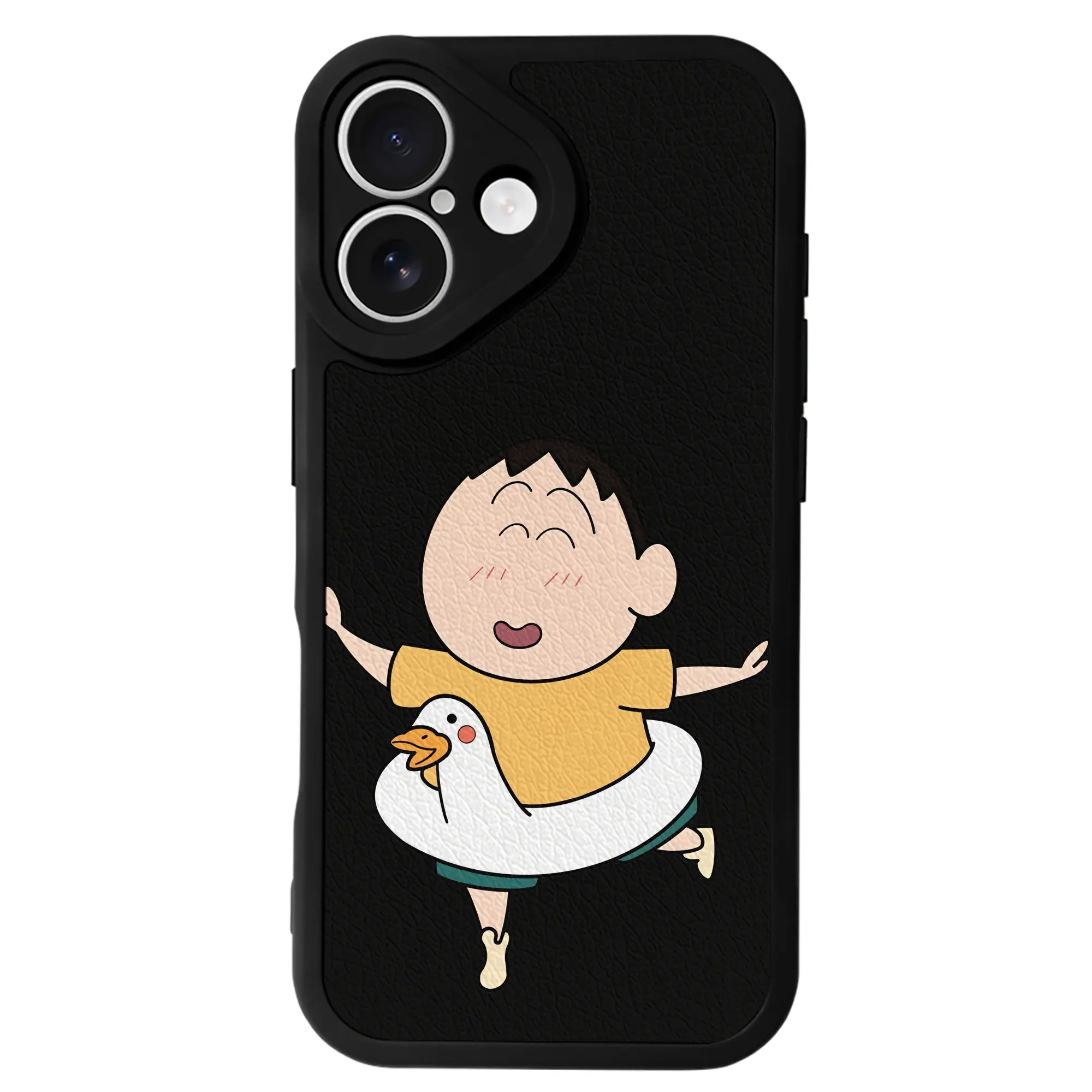 クレヨンしんちゃん グッズ ボーちゃん - IPhone 16シリーズ対応 ・ シリコンスマホケース ・ レザー調 ・ 高精度フィット ・ 耐衝撃 ・ ワイヤレス充電対応 ・ 精密カット